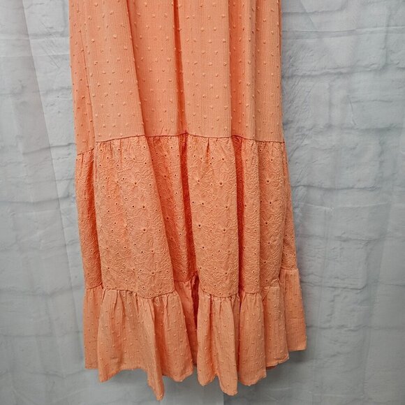 Kate & Sam Orange Peasant Dress Midi Swiss Dot Embroidered Eyelet Boho S - Picture 5 of 11